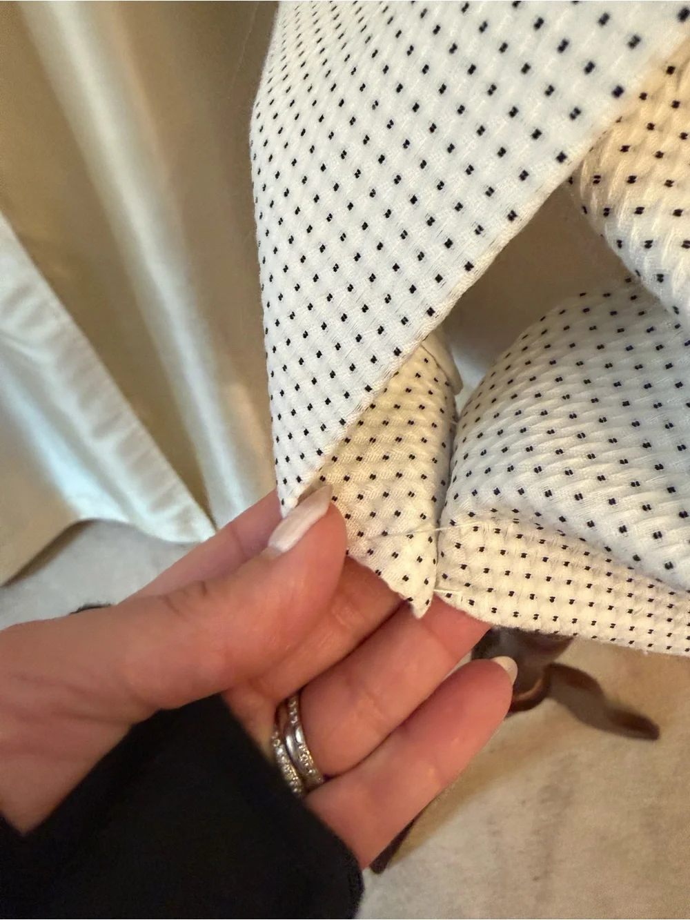 DKNY White & Black Geometric Dot Blazer Ruched 3/4 Sleeve Size 4 Petite